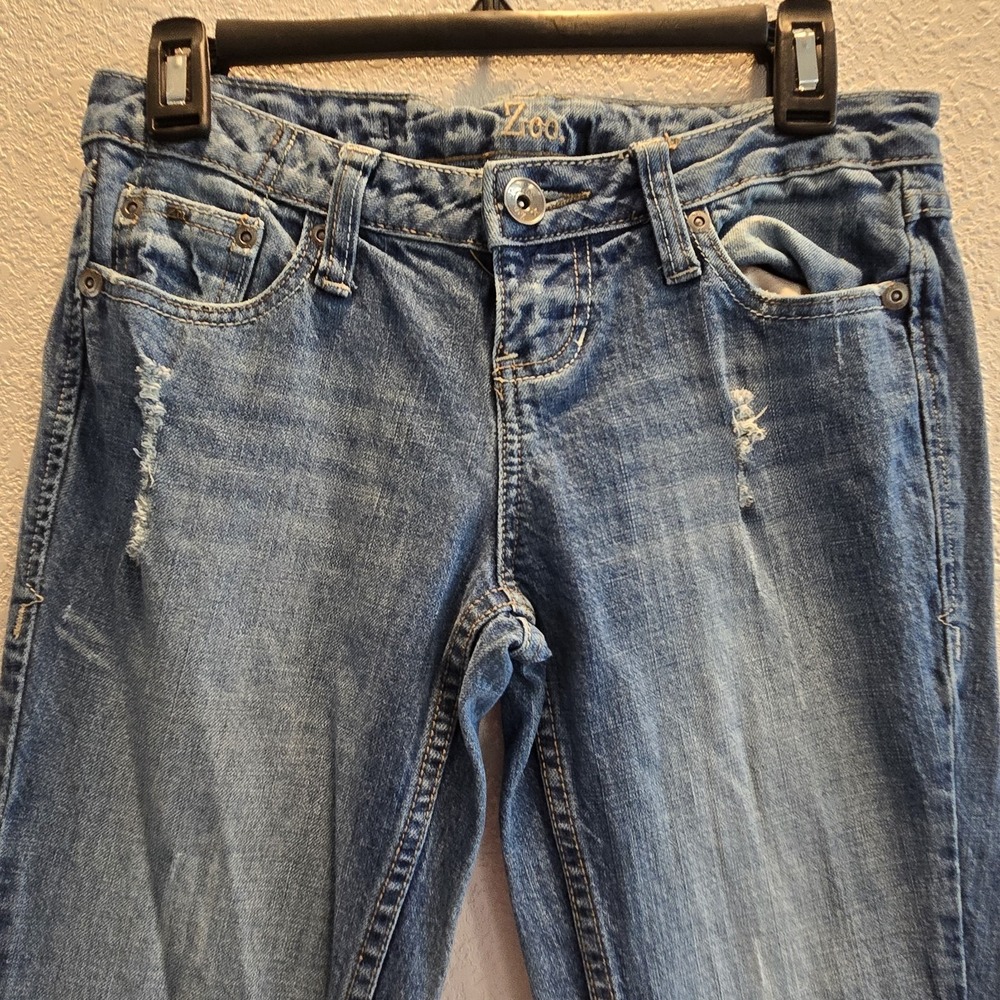 ZCO Distressed Bootcut Jeans Womens 28x31‎ Blue Stretch Denim Y2K
